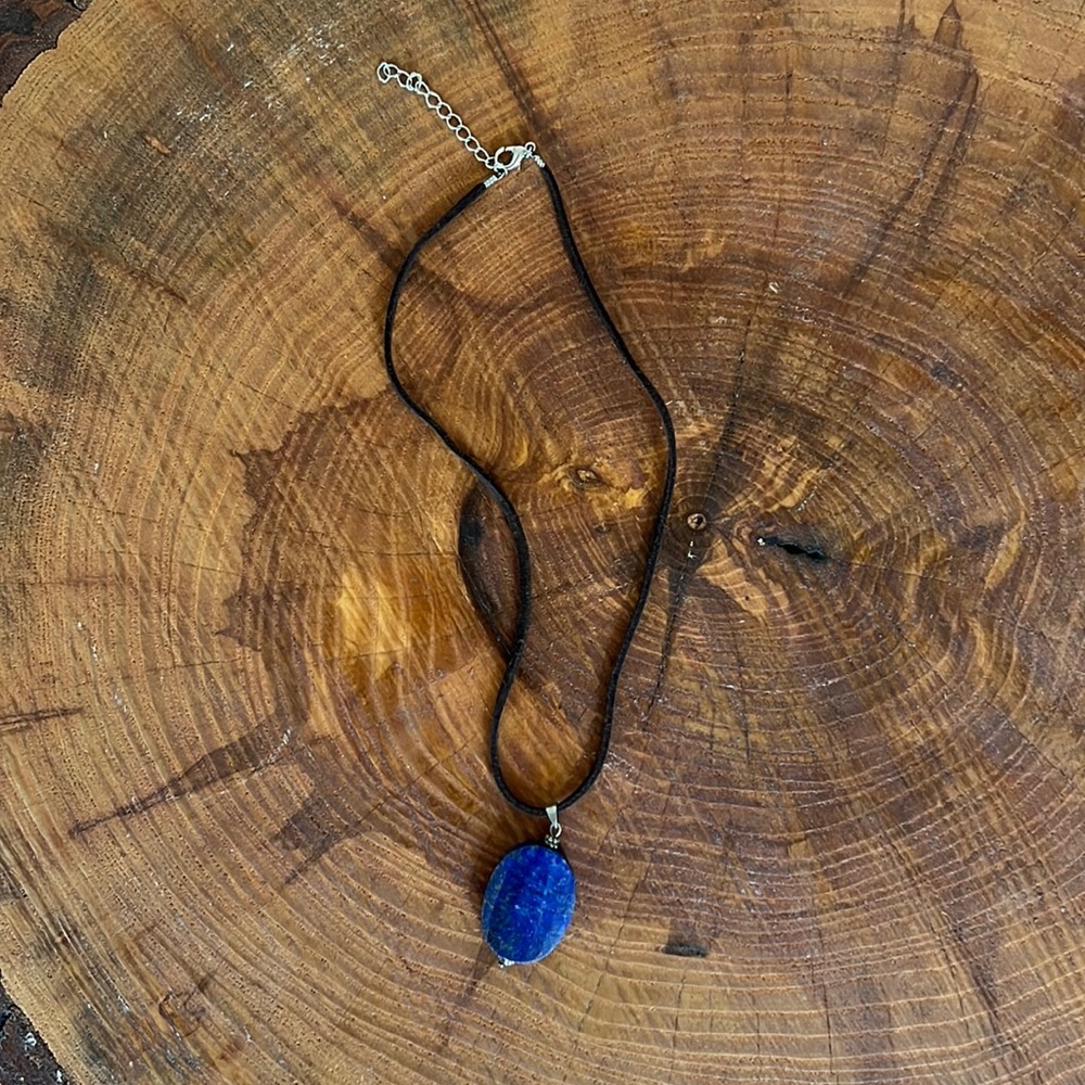 Leather and stone statement necklace
